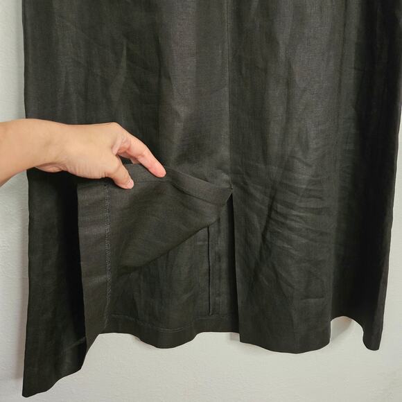 100% Linen Black Sleeveless Maxi Dress Size 12 Summer Fairy Grunge Classic - Picture 6 of 16